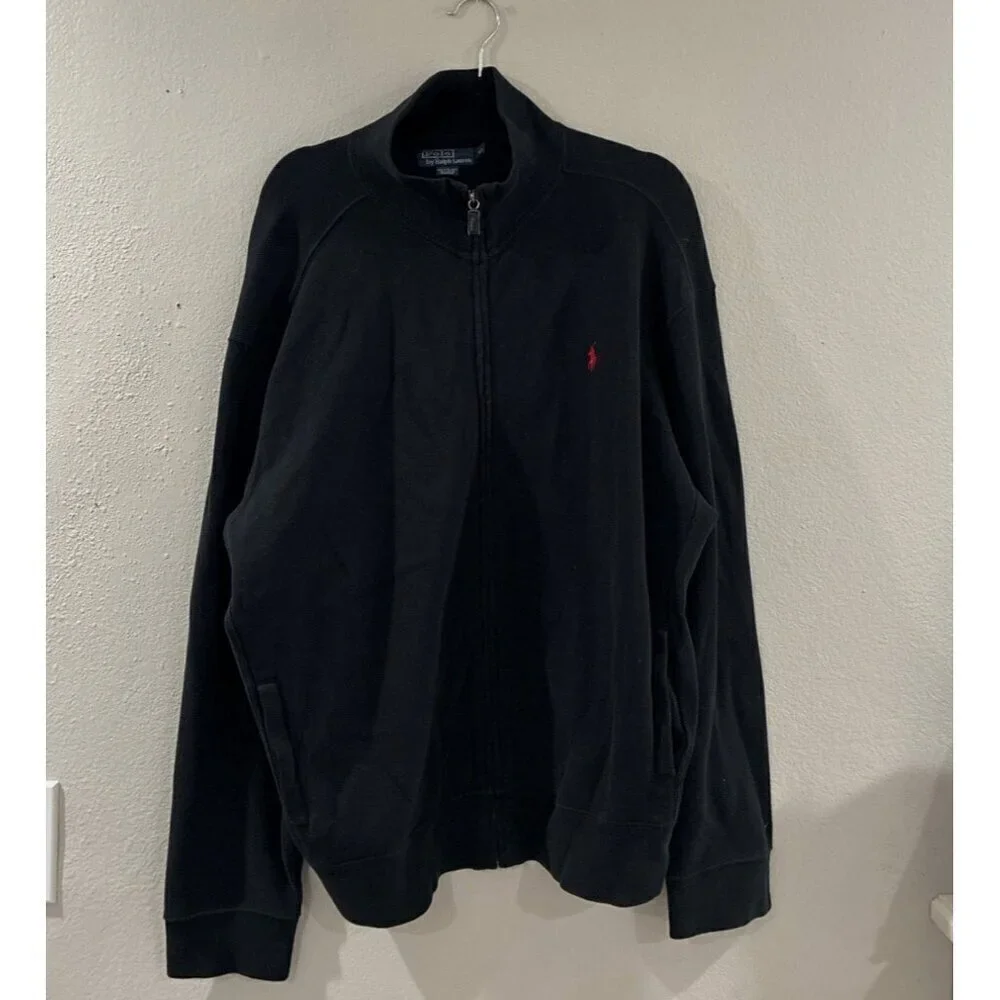 Polo Ralph Lauren 'sweatshirt Mens Vintage Full Zip Mock Neck Size XL Black